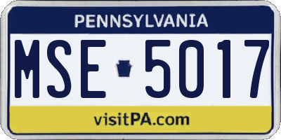 PA license plate MSE5017