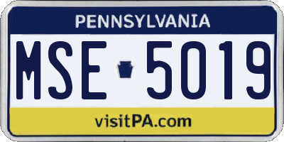 PA license plate MSE5019