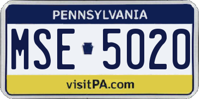 PA license plate MSE5020