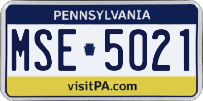 PA license plate MSE5021