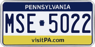 PA license plate MSE5022