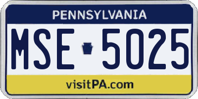 PA license plate MSE5025