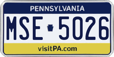 PA license plate MSE5026