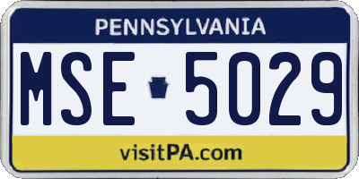 PA license plate MSE5029