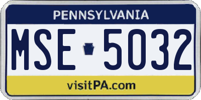 PA license plate MSE5032