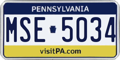 PA license plate MSE5034
