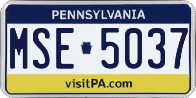 PA license plate MSE5037