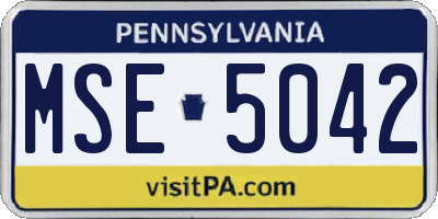 PA license plate MSE5042
