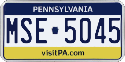 PA license plate MSE5045