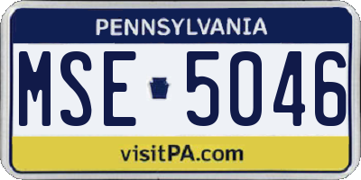 PA license plate MSE5046