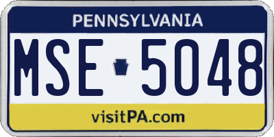 PA license plate MSE5048