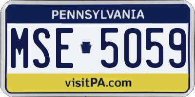 PA license plate MSE5059