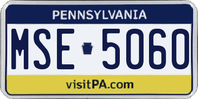 PA license plate MSE5060