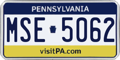 PA license plate MSE5062