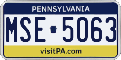 PA license plate MSE5063