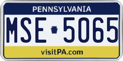 PA license plate MSE5065