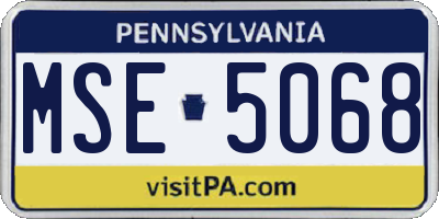 PA license plate MSE5068