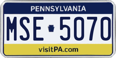 PA license plate MSE5070