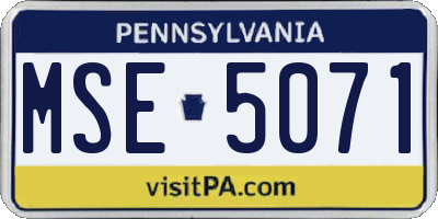 PA license plate MSE5071
