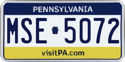 PA license plate MSE5072