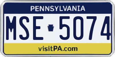 PA license plate MSE5074