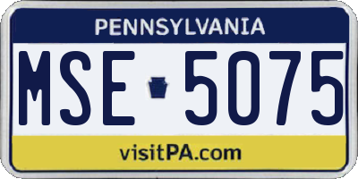 PA license plate MSE5075