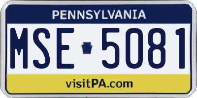 PA license plate MSE5081