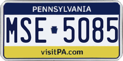 PA license plate MSE5085
