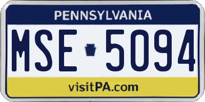 PA license plate MSE5094