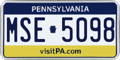 PA license plate MSE5098