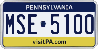 PA license plate MSE5100