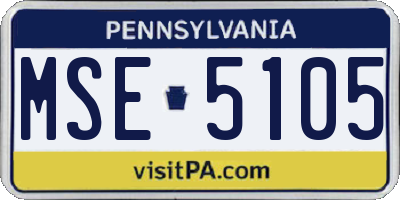 PA license plate MSE5105