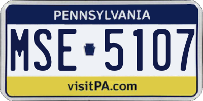PA license plate MSE5107