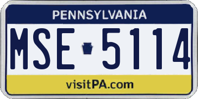 PA license plate MSE5114