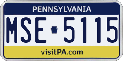 PA license plate MSE5115