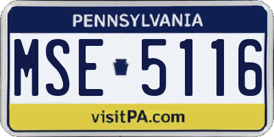 PA license plate MSE5116