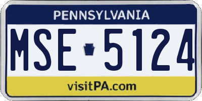 PA license plate MSE5124