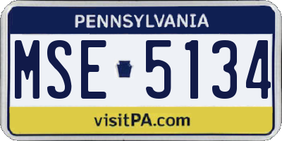 PA license plate MSE5134