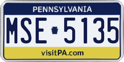 PA license plate MSE5135