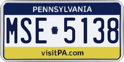PA license plate MSE5138