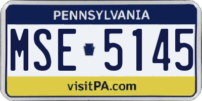 PA license plate MSE5145