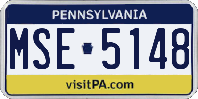 PA license plate MSE5148