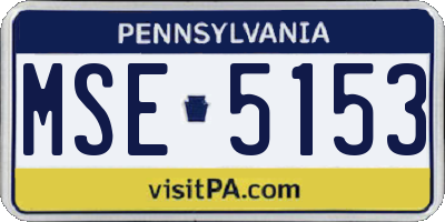 PA license plate MSE5153