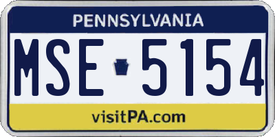PA license plate MSE5154
