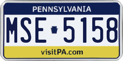 PA license plate MSE5158