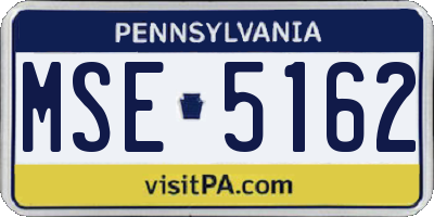 PA license plate MSE5162