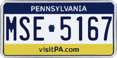 PA license plate MSE5167