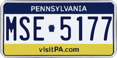 PA license plate MSE5177