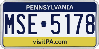 PA license plate MSE5178