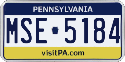 PA license plate MSE5184